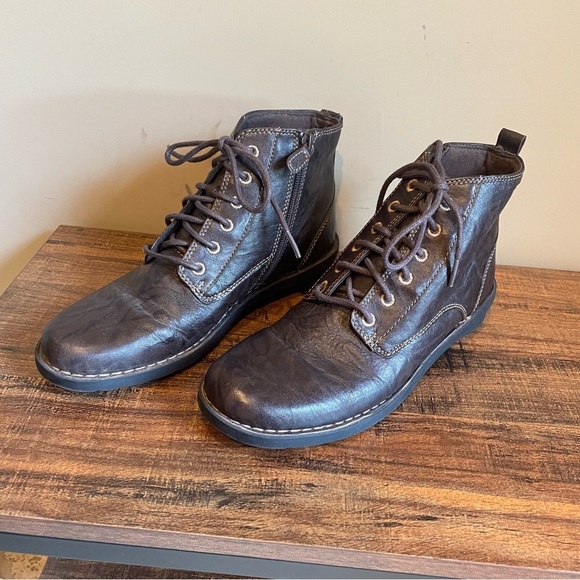 Clarks Leather Ankle Boots Brown 6.5 - Picture 1 of 6